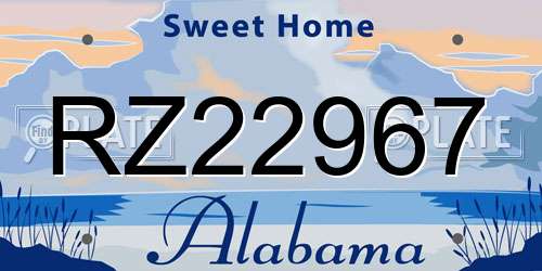 RZ22967 Alabama License Plate