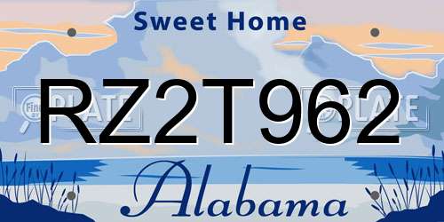 RZ2T962 Alabama License Plate