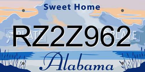 RZ2Z962 Alabama License Plate