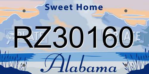RZ30160 Alabama License Plate