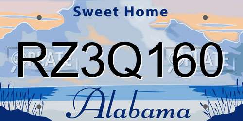 RZ3Q160 Alabama License Plate