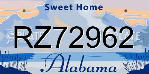 RZ72962 Alabama License Plate
