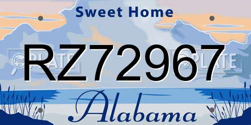 RZ72967 Alabama License Plate
