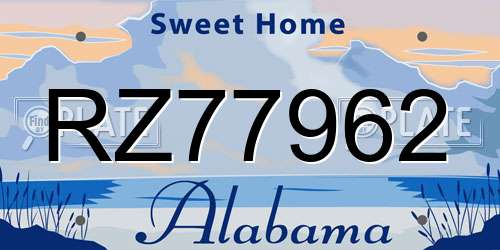 RZ77962 Alabama License Plate