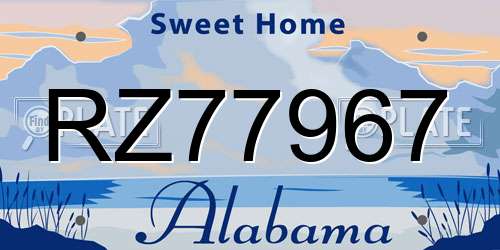 RZ77967 Alabama License Plate