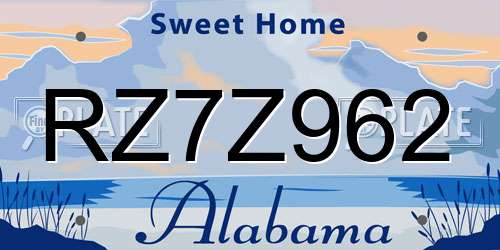 RZ7Z962 Alabama License Plate