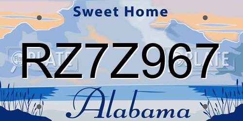 RZ7Z967 Alabama License Plate