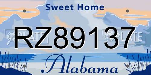 RZ89137 Alabama License Plate