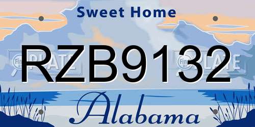 RZB9132 Alabama License Plate