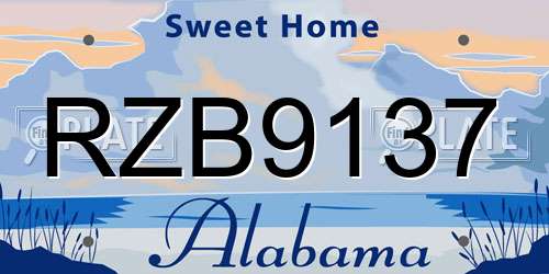 RZB9137 Alabama License Plate