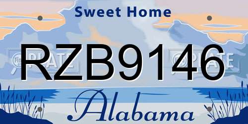 RZB9146 Alabama License Plate