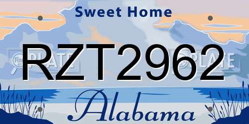 RZT2962 Alabama License Plate