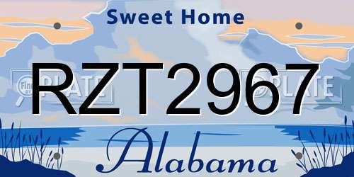 RZT2967 Alabama License Plate