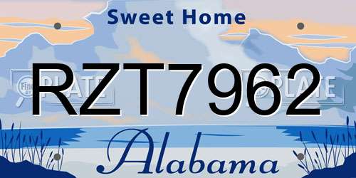 RZT7962 Alabama License Plate