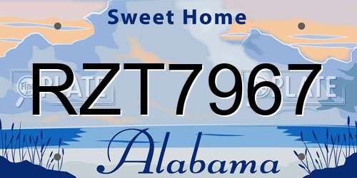 RZT7967 Alabama License Plate