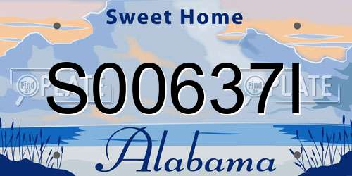 S00637I Alabama License Plate