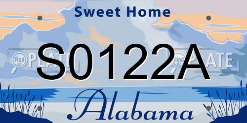 S0122A Alabama License Plate