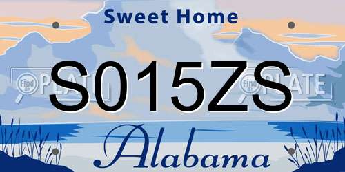 S015ZS Alabama License Plate
