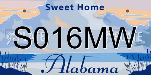 S016MW Alabama License Plate