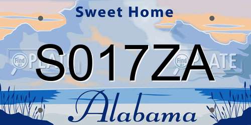 S017ZA Alabama License Plate
