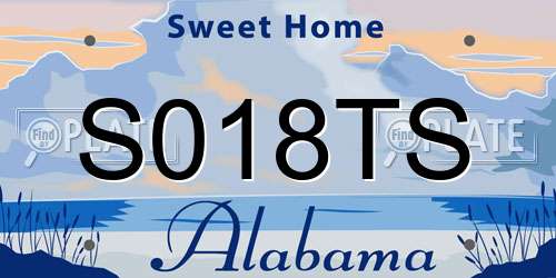 S018TS Alabama License Plate