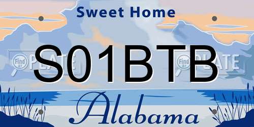 S01BTB Alabama License Plate