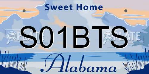 S01BTS Alabama License Plate