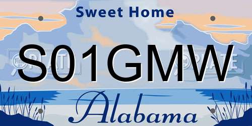 S01GMW Alabama License Plate