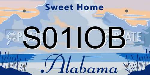 S01IOB Alabama License Plate