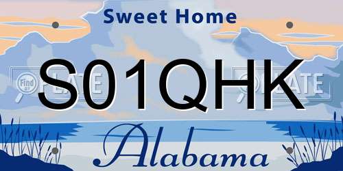 S01QHK Alabama License Plate