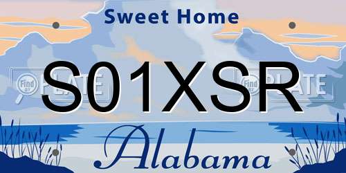 S01XSR Alabama License Plate
