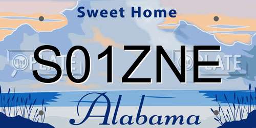 S01ZNE Alabama License Plate