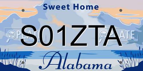 S01ZTA Alabama License Plate