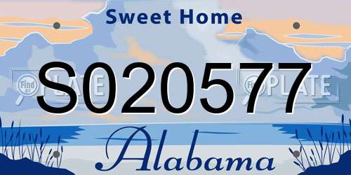 S020577 Alabama License Plate