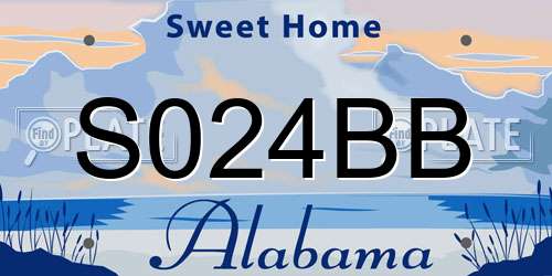 S024BB Alabama License Plate