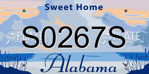 S0267S Alabama License Plate