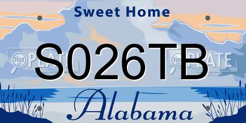 S026TB Alabama License Plate