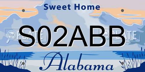 S02ABB Alabama License Plate
