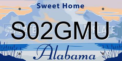 S02GMU Alabama License Plate