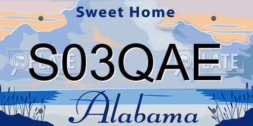 S03QAE Alabama License Plate