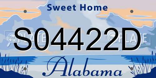 S04422D Alabama License Plate