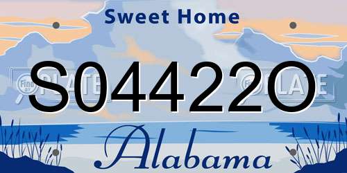 S04422O Alabama License Plate