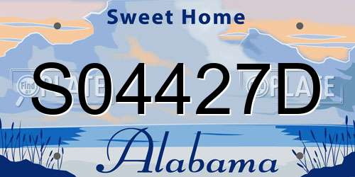 S04427D Alabama License Plate