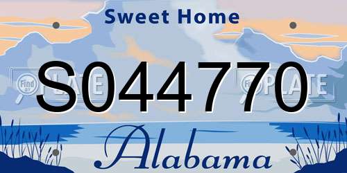 S044770 Alabama License Plate