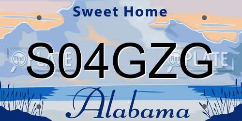 S04GZG Alabama License Plate