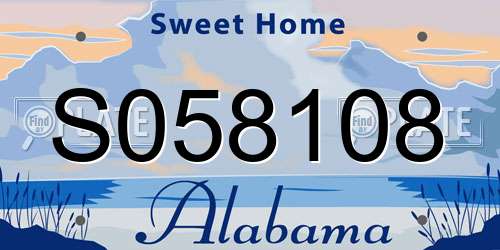 S058108 Alabama License Plate