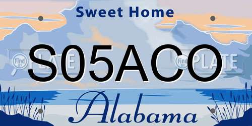 S05ACO Alabama License Plate