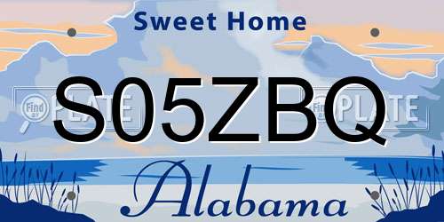 S05ZBQ Alabama License Plate