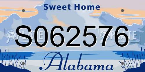 S062576 Alabama License Plate