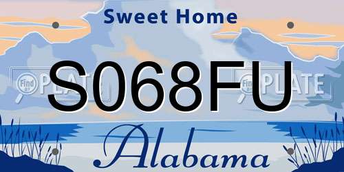 S068FU Alabama License Plate